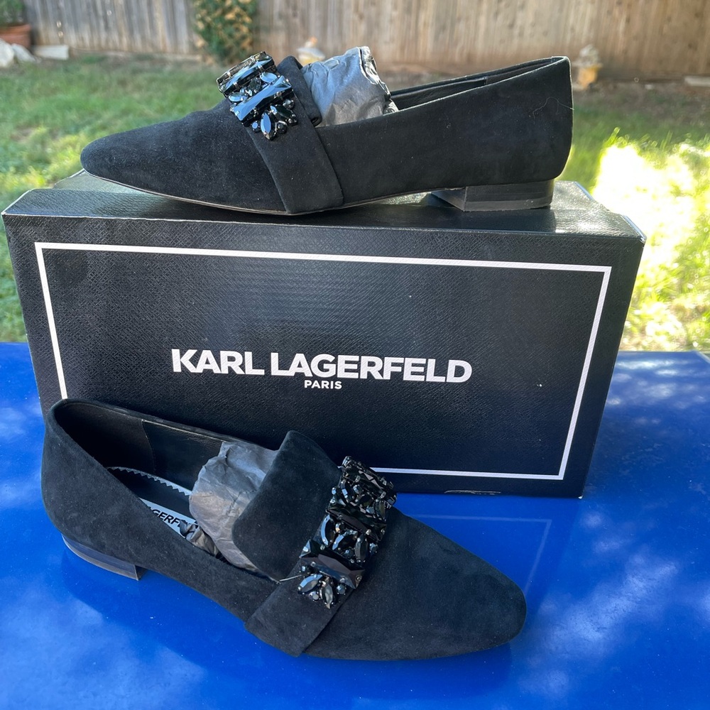Karl Lagerfeld Black Flats Sleek Design